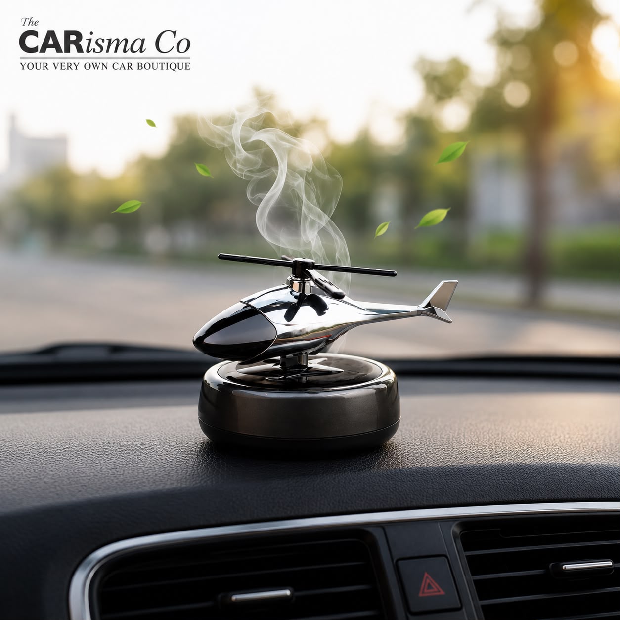 Catianpai Premium Helicopter Car Fragrance – Silver & Black Air Freshener for Car Interior