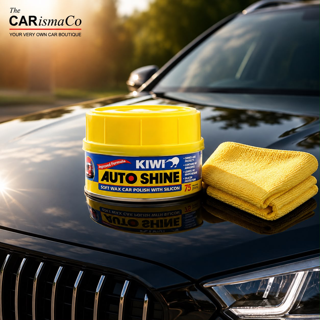 Kiwi Premium Car Wax Polish – Soft Wax with Silicone for High Gloss Paint Protection