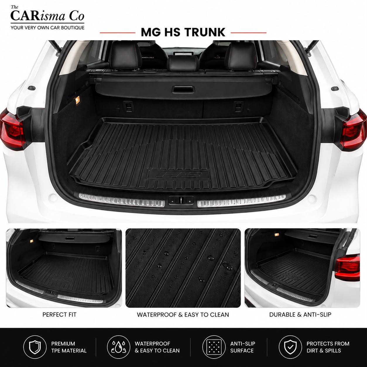 MG HS PVC Trunk Mat Waterproof | Premium Perfect Fit Cargo Boot Liner