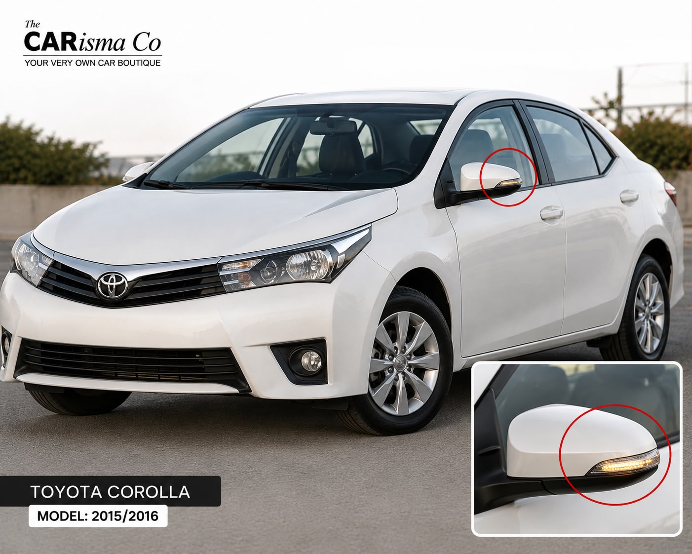 Toyota Corolla 2015–2016 Right Side Mirror Cover – Premium Replacement Wing Mirror Cap