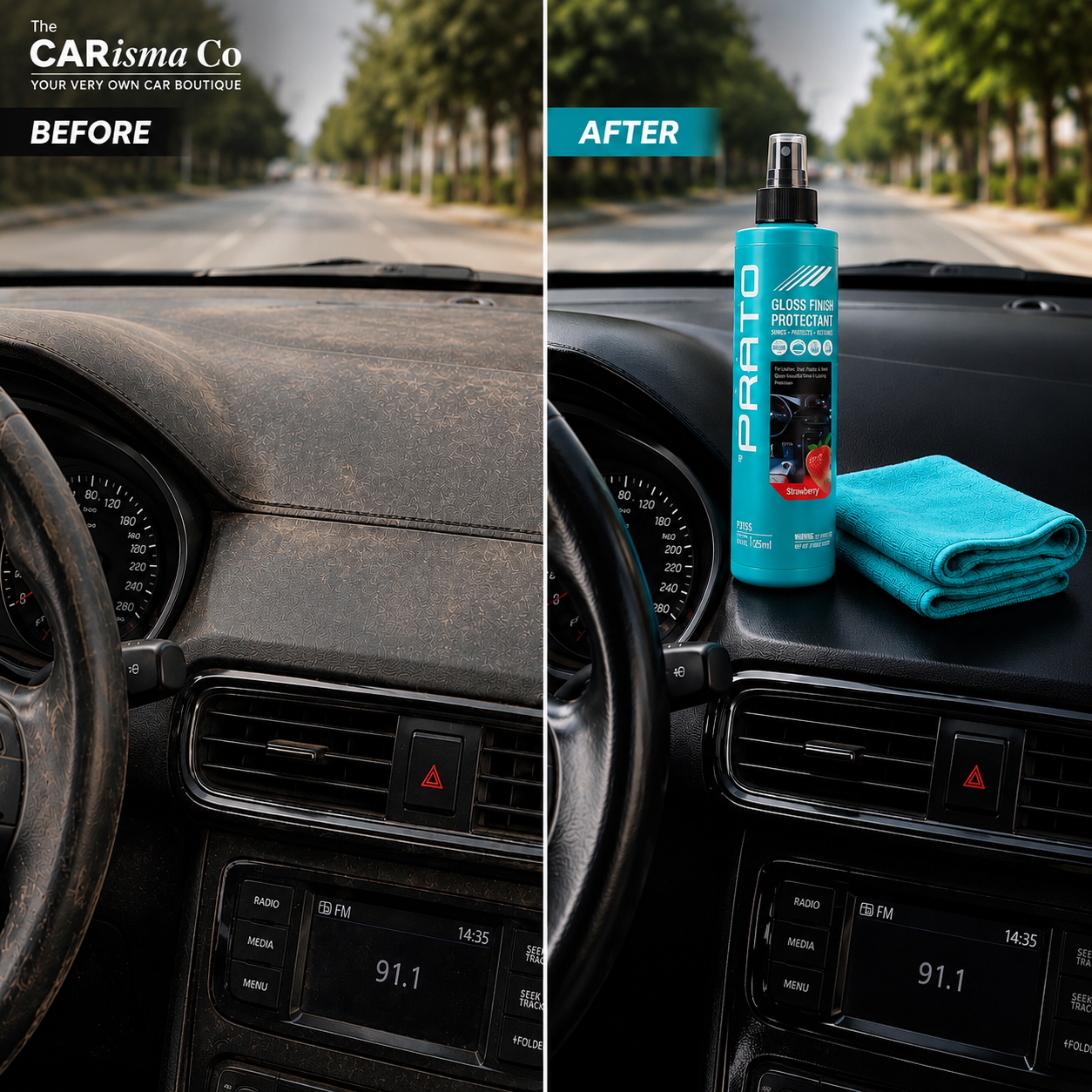 Prato Gloss Finish Protectant – Car Dashboard Polish, Interior Protectant & Shine Restorer