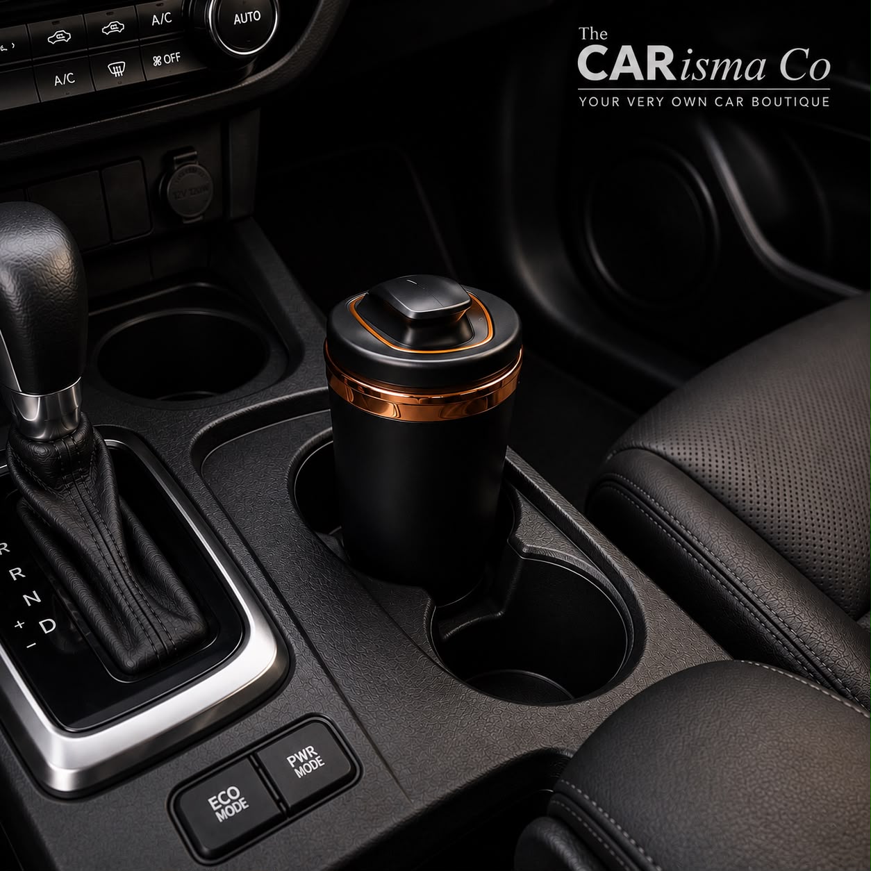 Premium LED Car Cup Holder Ashtray – Black & Gold Smokeless Car Ash Tray with Led