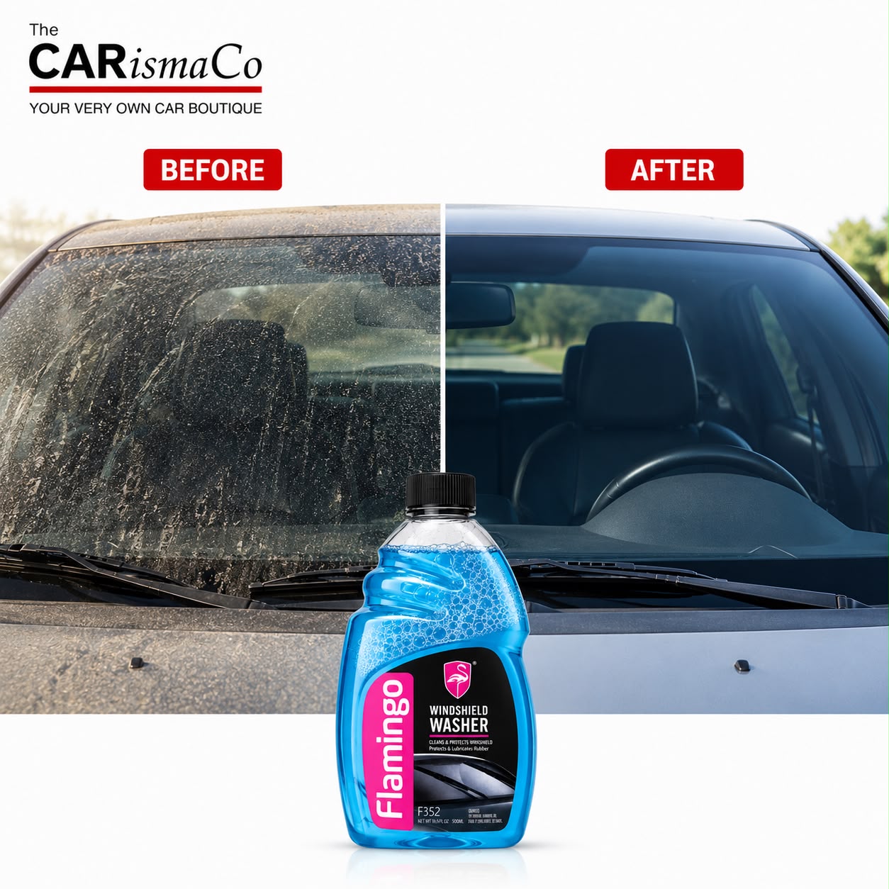 Flamingo Premium Windshield Washer Fluid – Streak-Free Glass Cleaner & Windshield Protection