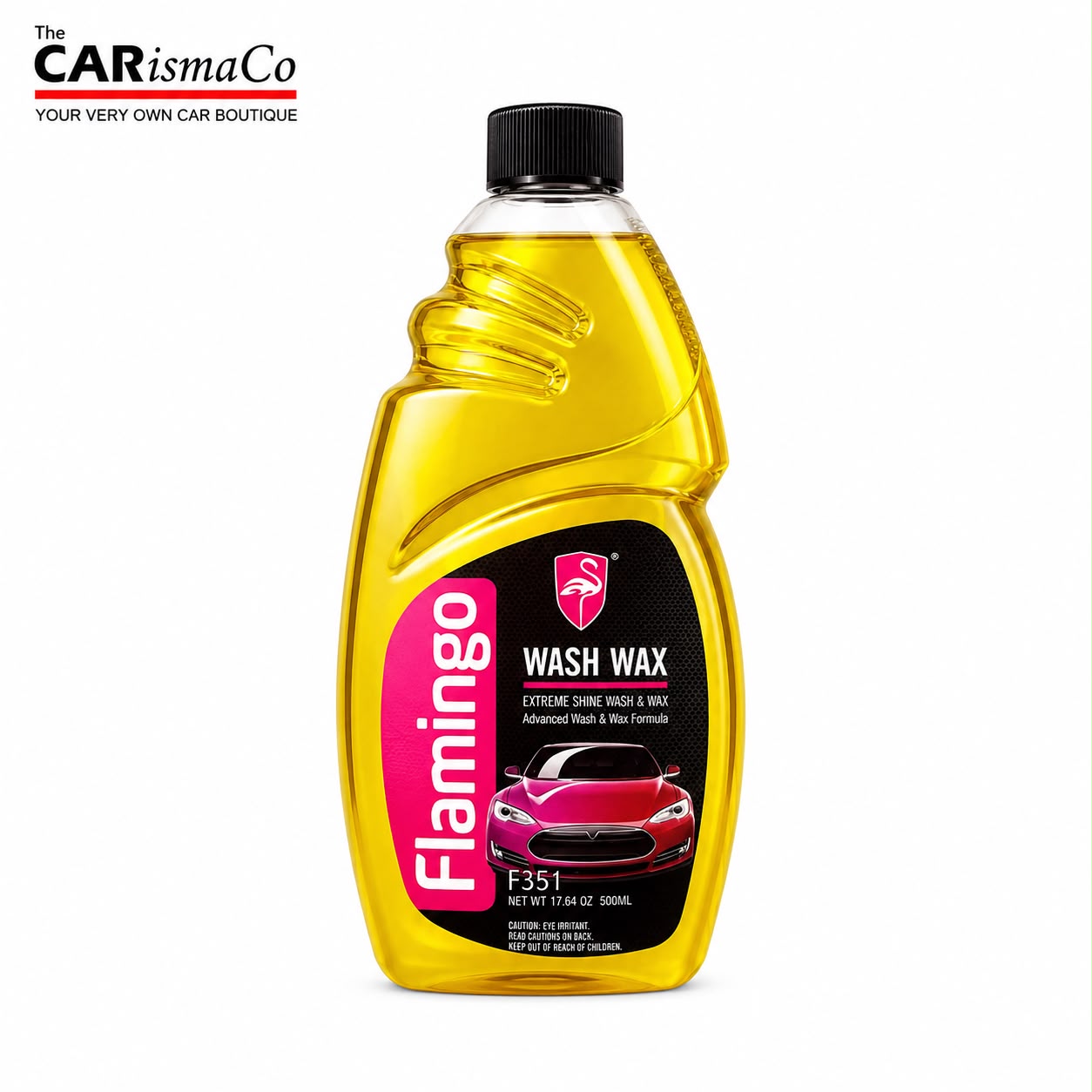 Flamingo Premium Car Wash & Wax Liquid – High Foam Car Shampoo with Gloss & Paint Protection