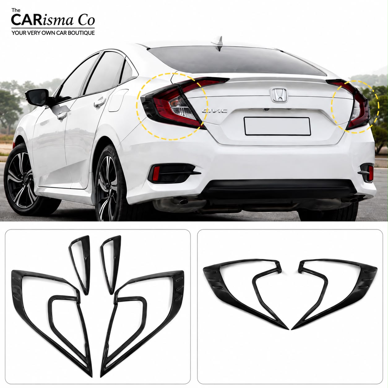 Honda Civic X Carbon Fiber Backlight Trims | Premium Rear Light Trim Covers