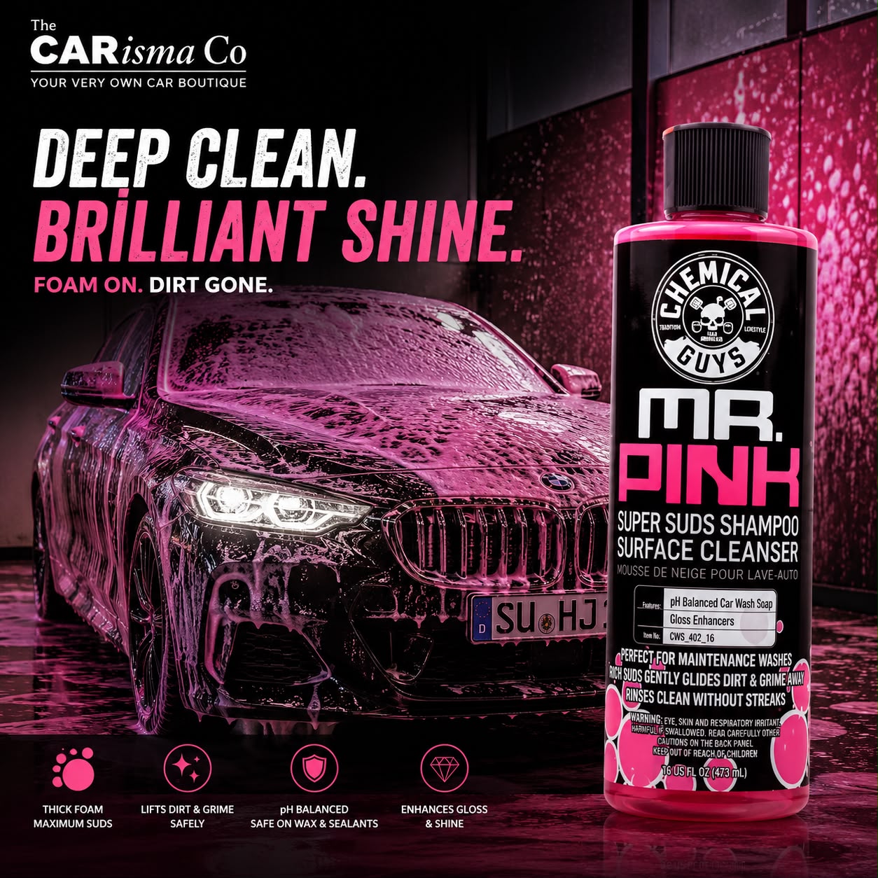 Chemical Guys Mr. Pink Super Suds Car Shampoo – Premium High Foam Car Wash Soap