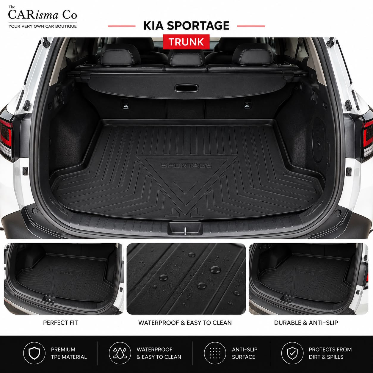 Kia Sportage Universal PVC Trunk Mat (Both Shapes) | Waterproof Premium Cargo Boot Liner