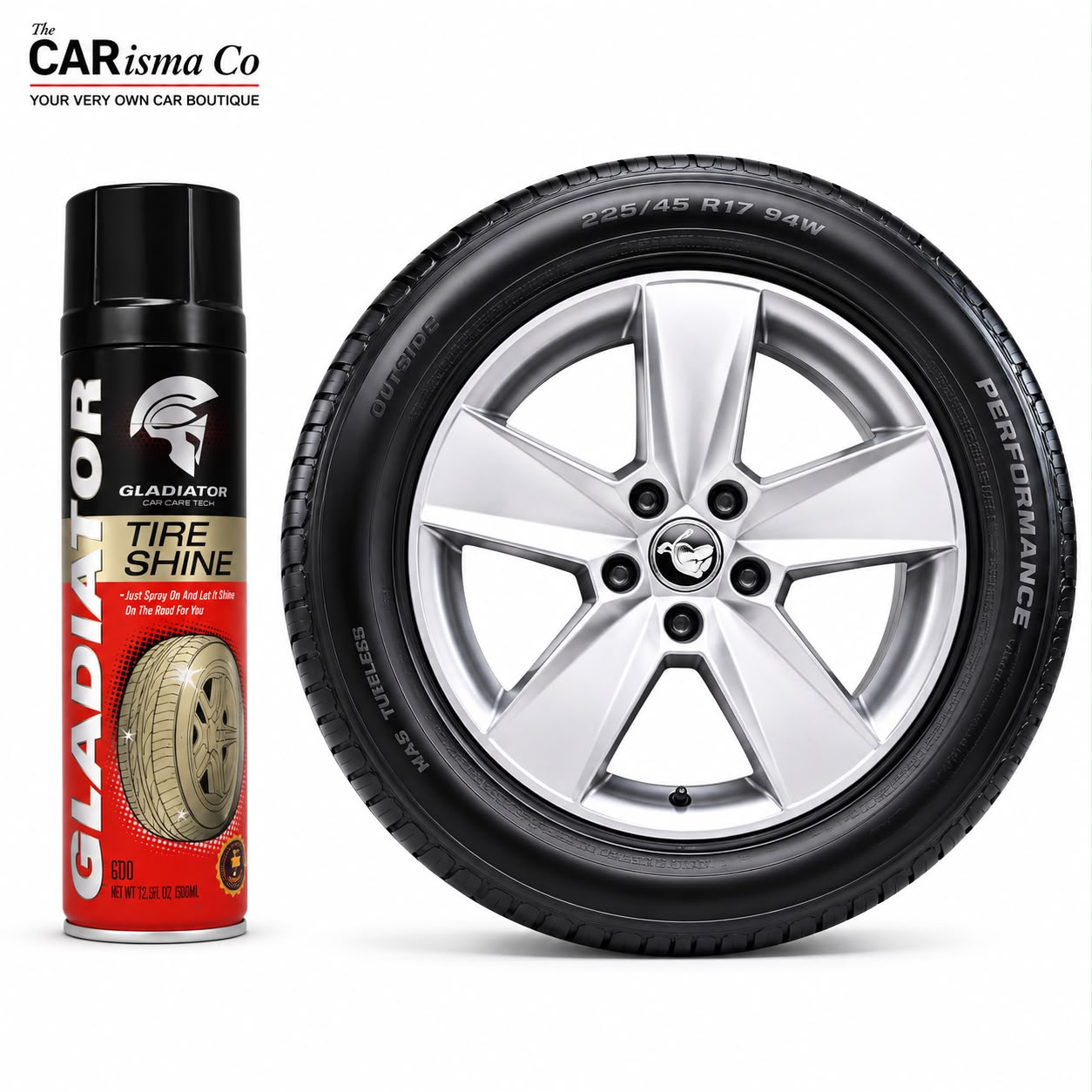 Gladiator Premium Car Tyre Shine Spray – Long-Lasting Tire Shine & Rubber Protectant
