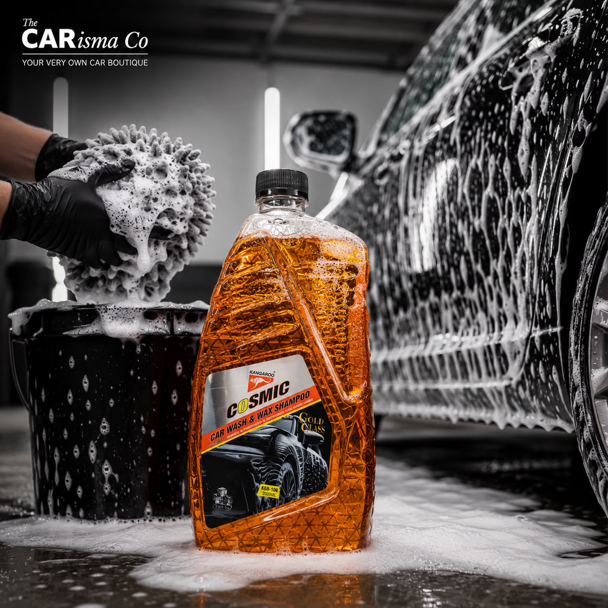 Kangaroo Premium Car Wash & Wax Shampoo – High Foam Car Shampoo for Gloss & Paint Protection